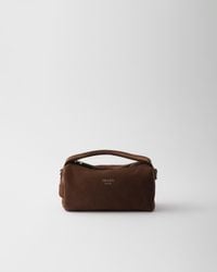Prada - Suede Leather Shoulder Bag - Lyst