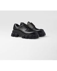Prada - Monolith Brushed Leather Lace-Up Shoes - Lyst
