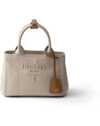 Prada - Jardinière Cotton Canvas Mini-Bag, Natural - Lyst