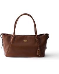 Prada - Ouvert Large Leather Tote Bag - Lyst