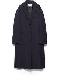 Prada - Single-Breasted Light Wool Coat - Lyst