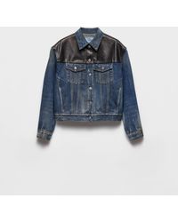 Prada - Denim And Leather Jacket - Lyst
