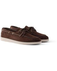 Prada - Suede Boat Shoes With Laces Size 6 - Lyst