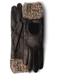 Prada - Handschuhe Aus Nappa-Leder Und Mélange-Strick, Damen, Größe 6,5 - Lyst