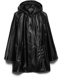 Prada - Hooded Nappa Leather And Fabric Caban Jacket - Lyst