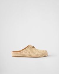スリッポン PRADA BEIGE RAFFIA AND LEATHER SLIPPERS Prada Slippers and Clogs Women Raffia Beige | B-Exit – B