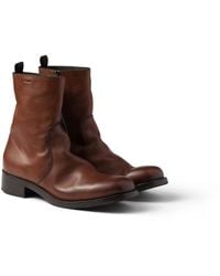 Prada - Leather Zipper Boots - Lyst