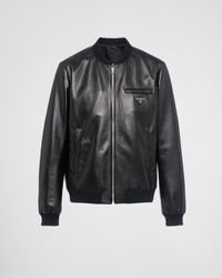 Prada - Reversible Nappa Leather And Re-nylon Bomber Jacket - Lyst