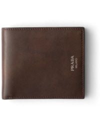 Prada - Antiqued Leather Wallet - Lyst