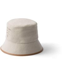 Prada - Linen Blend Bucket Hat - Lyst