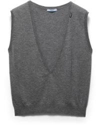 Prada - Cashmere V-Neck Vest - Lyst