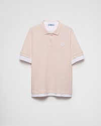 Prada - Piqué And Jersey Polo Shirt - Lyst
