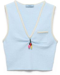 Prada - Crop-Top Aus Baumwoll-Bouclé, Damen, Größe - Lyst