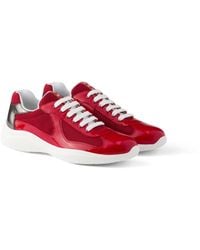 Prada - Sneakers America's Cup En Cuir Verni Et Tissu Technique, Homme, Taille - Lyst