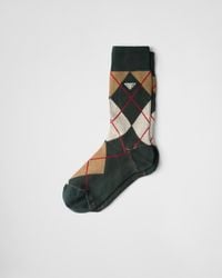 Prada - Socken Aus Baumwolle Mit Argyle-Muster - Lyst