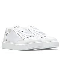 prada macro leather and nylon sneakers