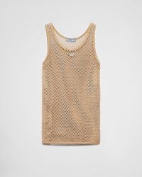 Prada - Sleeveless Cotton Mesh Top - Lyst