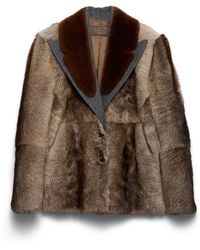 Prada - Mantel Aus Lammfell Und Stoff, Damen, Größe - Lyst