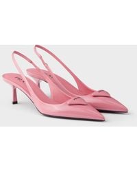 Prada - Patent Leather Slingback Pumps - Lyst
