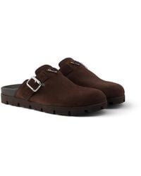 Prada - Suede Mules, Dark - Lyst
