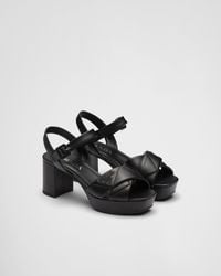 Prada - Quilted Leather Platform Sandals 65 - Lyst