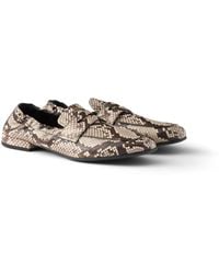 Prada - Shuffle Printed Ayers Leather Loafers - Lyst