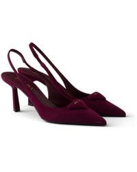 Prada - Suede Slingback Pumps - Lyst