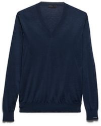 Prada - Cotton V-Neck Sweater - Lyst