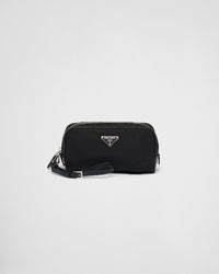 Prada - Re-nylon And Brushed Leather Pouch - Lyst