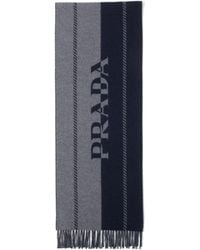 Prada - Small Wool Scarf With Jacquard Logo - Lyst