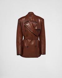Prada - Double-Breasted Leather Jacket - Lyst