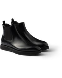 Prada - Brushed Leather Chelsea Boots, Size 7 - Lyst