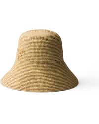 Prada - Brand-Embroidered Woven Bucket Hat - Lyst