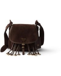 Prada - Corsaire Suede Mini Shoulder Bag, Dark - Lyst