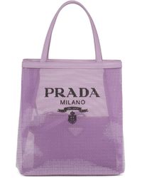 prada small sequined mesh tote bag