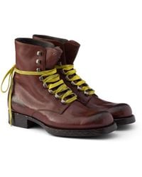 Prada - Leather Laced Booties, Size 6 - Lyst
