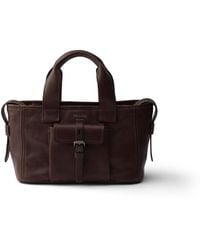 Prada - Route Medium Leather Tote Bag, Cocoa - Lyst