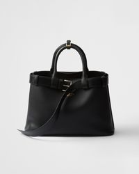 Prada - Buckle Medium Leather Handbag With Belt - Lyst