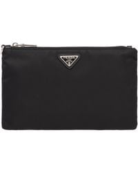 Prada - Re-Nylon And Saffiano Leather Pouch - Lyst