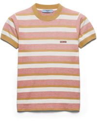 Prada - Bayadere Stripe Jersey T-Shirt, Rust/Mustard - Lyst