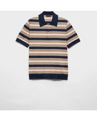 Prada - Gestreiftes Poloshirt Aus Baumwolle - Lyst