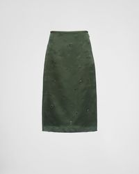Prada - Grommet-Embellished Organza Midi-Skirt - Lyst