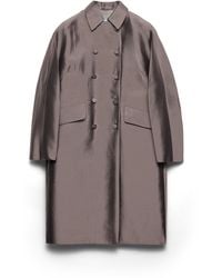 Prada - Double-Breasted Wool And Silk Coat - Lyst