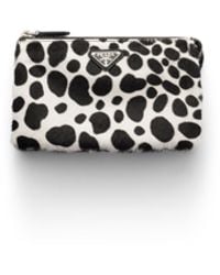 Prada - Printed Calf Hair Zipper Pouch - Lyst