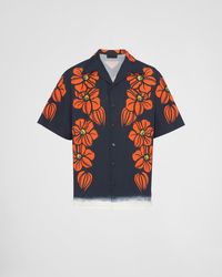 Prada - Short-sleeved Printed Cotton Shirt - Lyst