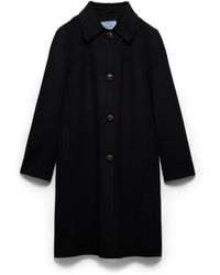 Prada - Single-Breasted Double Cashmere And Wool Coat - Lyst