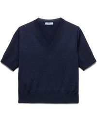 Prada - Jersey De Lana Con Escote En V, Mujer, Talla - Lyst