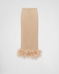 Prada - Cotton Fleece Skirt With Feather Trim - Lyst
