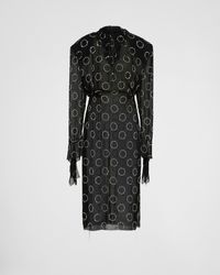 Prada - Besticktes Kleid Aus Georgette - Lyst