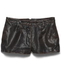 Prada - Leather Shorts, Dark - Lyst
